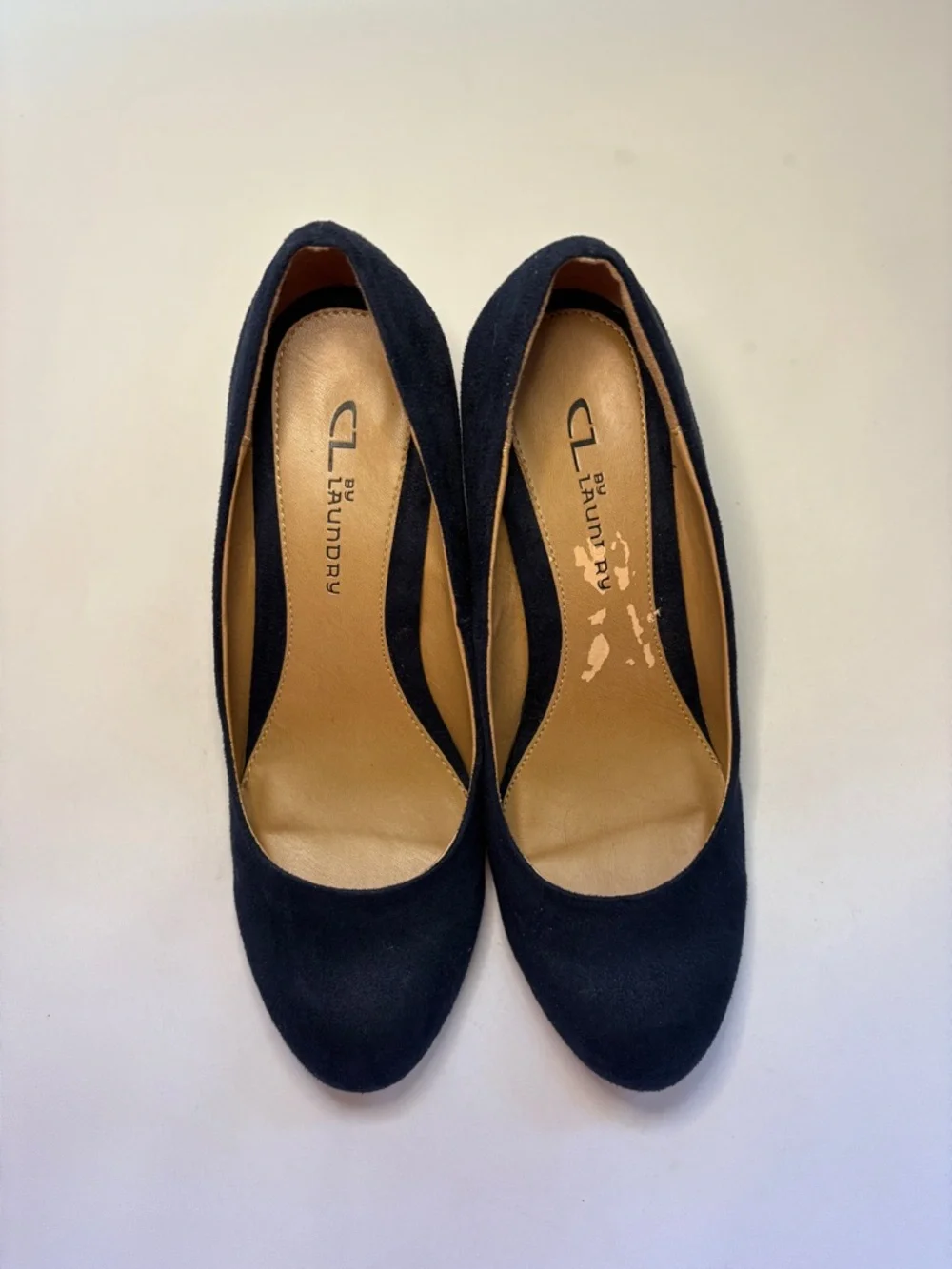 CL by Laundry Navy Blue Suede Wedge Pumps Size 8